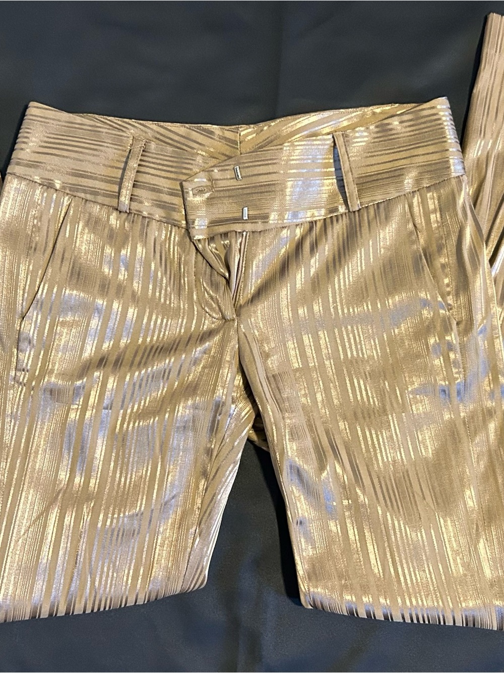 Ramy Brooks Gavin Women’s Metallic Gold Striped Dress Pants